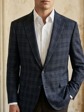 Samuelsohn Dark Navy Plaid Sport Coat